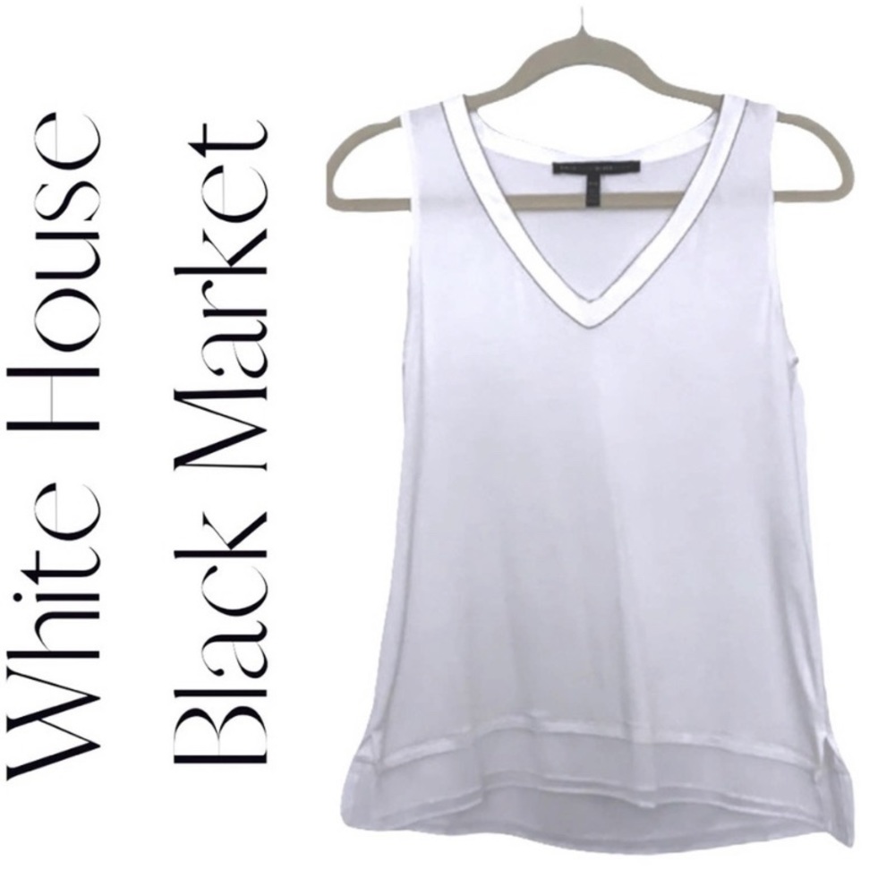 WHITE HOUSE BLACK MARKET LAYERED TANK WITH SILVER DETAIL. SIZE SMALL